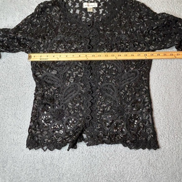 S.M Collection Top Womens S Black Lace‎ Beaded Dressy Embellished Holiday Party - Picture 7 of 11